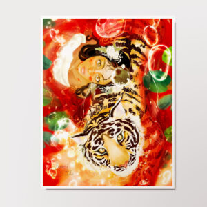 Whimsical Art Print: Beauty And Tiger