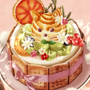 Sweet Desert Print Art: Orange Kitty Cake